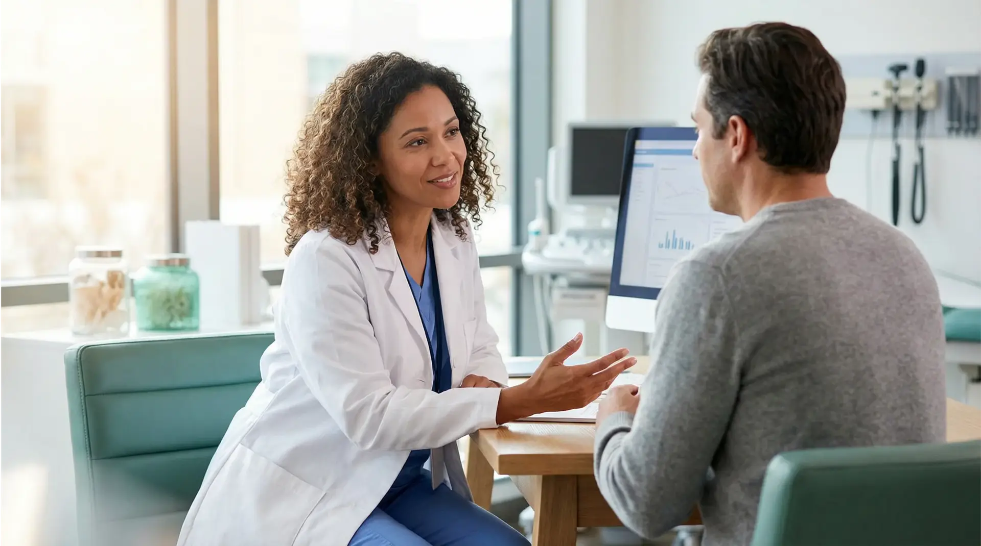 Physician discussing HIV medication with a patient
