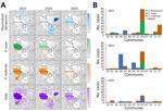 Changing pattern of malaria from a study of emergence of Plasmodium malariae and co-endemicity of 3 Plasmodium species parasites, Khanh Hoa Province, Vietnam, 2023–2025. A) Geographic distribution of Plasmodium species over time; B) annual malaria cases by commune and Plasmodium species. CB, Cau Ba; GL, Giang Ly; KB, Khanh Binh; KD, Khanh Dong; KH, Khanh Hiep; KN, Khanh Nam; KP, Khanh Phu; KT, Khanh Thanh; Kth, Khanh Thuong; KTr, Khanh Trung; KV, Khanh Vinh Town; LS, Lien Sang; SC, Song Cau; ST, Son Thai.