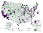 National Wastewater Surveillance System county coverage by US Department of Agriculture RUCC, United States, January 1–December 31, 2024. Counties with >1 wastewater site that reported to NWSS are displayed as bolder colors; muted colors with hatching represent no site coverage. RUCC data were from the 2023 RUCC dataset (https://www.ers.usda.gov/data-products/rural-urban-continuum-codes). Metro, metropolitan; RUCC, Rural–Urban Continuum Code.
